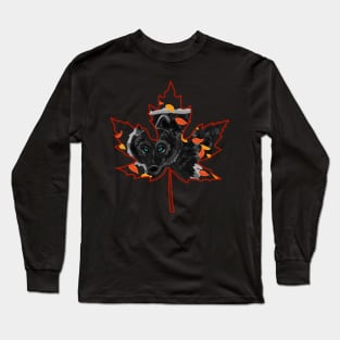 Black Wolf in Maple Leaf "October Wolf" Long Sleeve T-Shirt